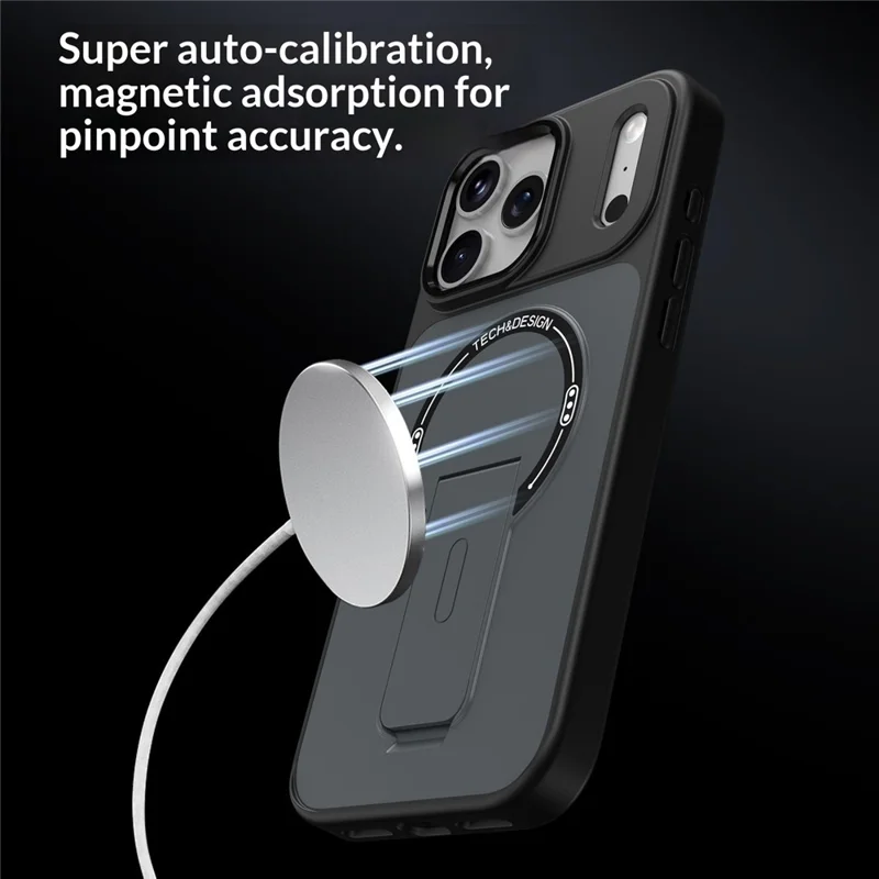 For iPhone 17 Pro Case Compatible with MagSafe Foldable Kickstand Shockproof TPU + PC Phone Back Cover - Desert Gold