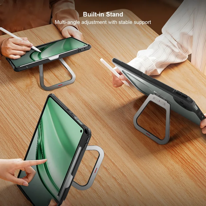 XUNDD For Huawei MatePad Mini Case Kickstand TPU + PC Shockproof Tablet Cover with Pen Slot (Stylus Not Included) - Black