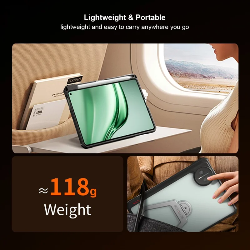 XUNDD For Huawei MatePad Mini Case Kickstand TPU + PC Shockproof Tablet Cover with Pen Slot (Stylus Not Included) - Black