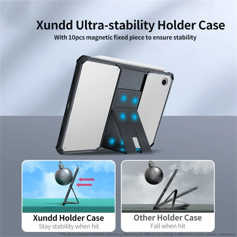 XUNDD Tablet Case For Samsung	Galaxy Tab A11  /  A9 Leather Kickstand TPU + PC Airbag Protection Tablet Cover - Black