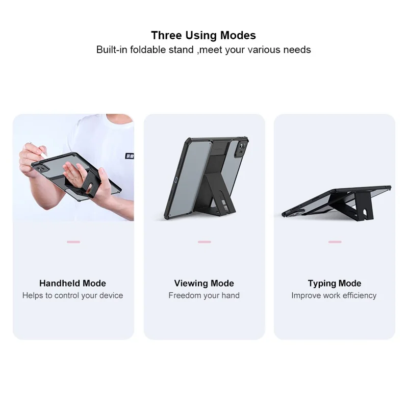 XUNDD Tablet Case For Xiaomi Pad 8  /  8 Pro Leather Kickstand TPU + PC Airbag Protection Tablet Cover - Black