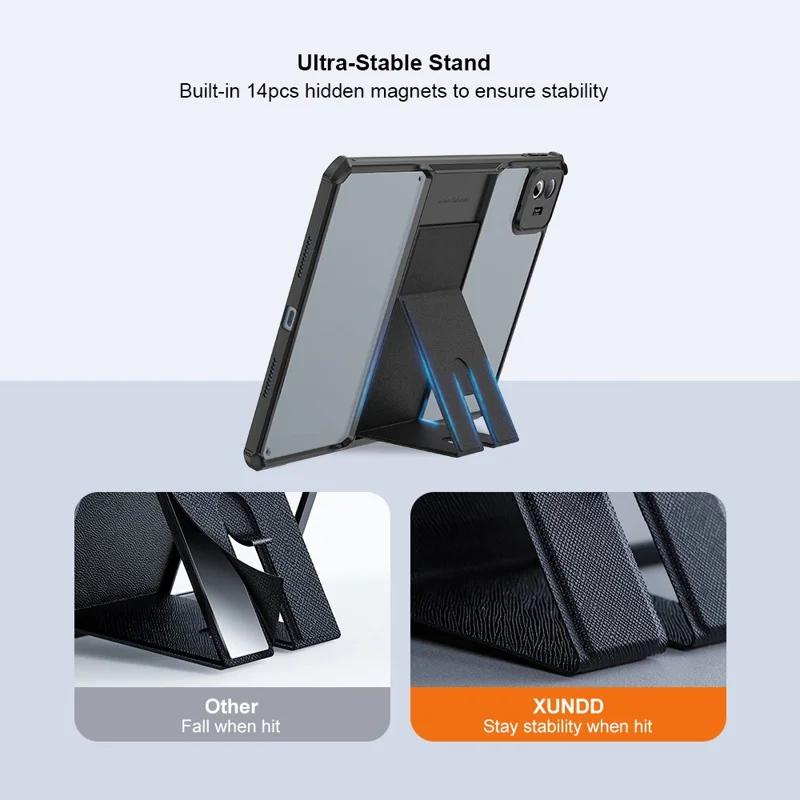 XUNDD Tablet Case For Xiaomi Pad 8  /  8 Pro Leather Kickstand TPU + PC Airbag Protection Tablet Cover - Black