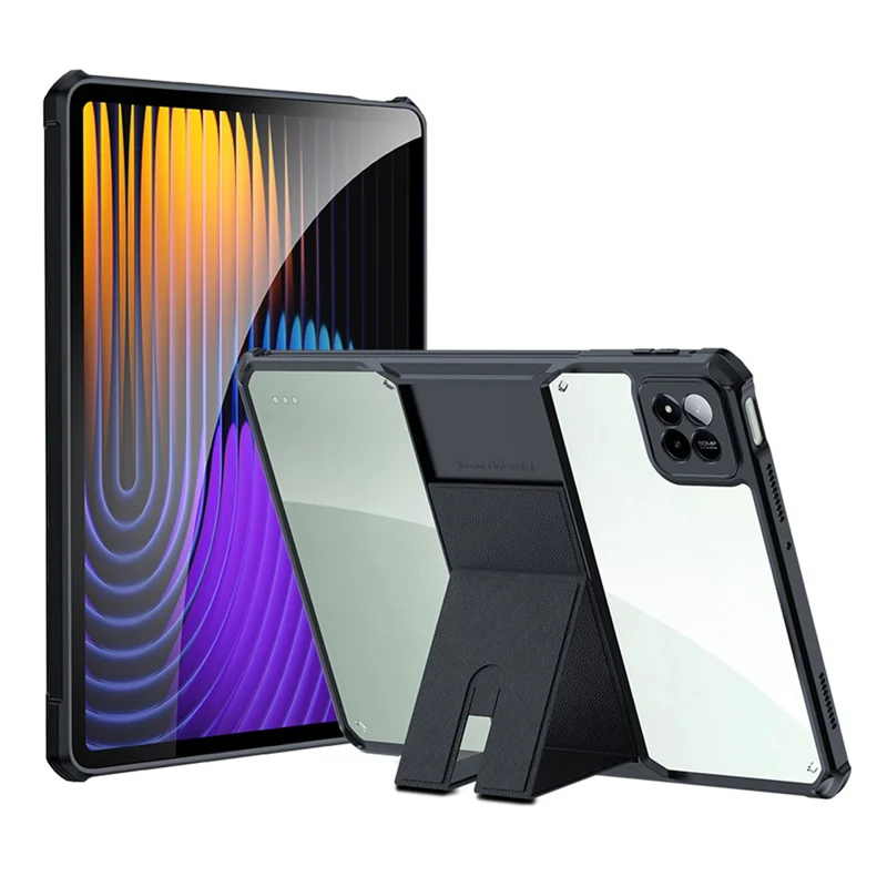 XUNDD Tablet Case For Xiaomi Poco Pad X1  /  Pad 7  /  7 Pro Leather Kickstand TPU + PC Airbag Protection Tablet Cover - Black