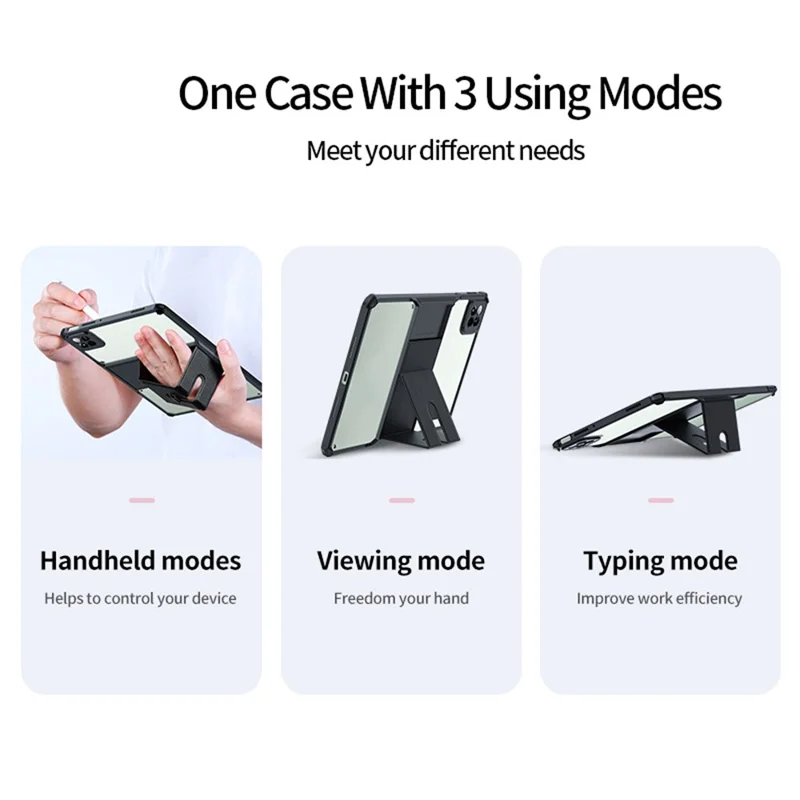 XUNDD Tablet Case For Xiaomi Poco Pad X1  /  Pad 7  /  7 Pro Leather Kickstand TPU + PC Airbag Protection Tablet Cover - Black