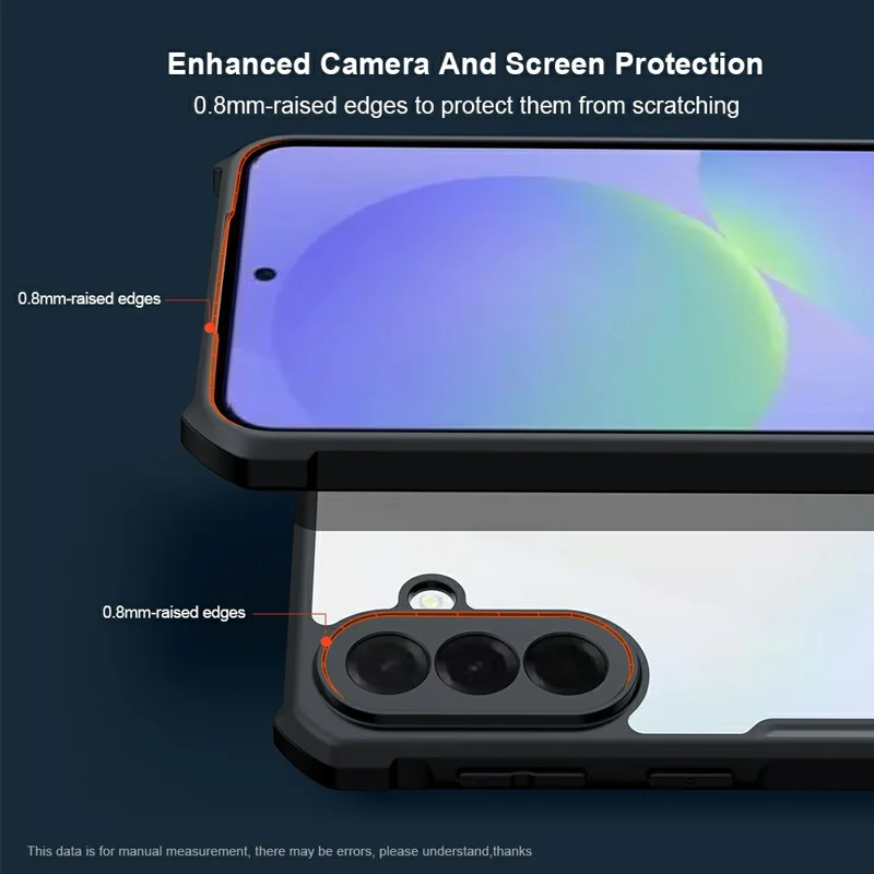 XUNDD For Samsung Galaxy A37 5G Case Dropproof TPU + Acrylic Clear Back Phone Cover - Black