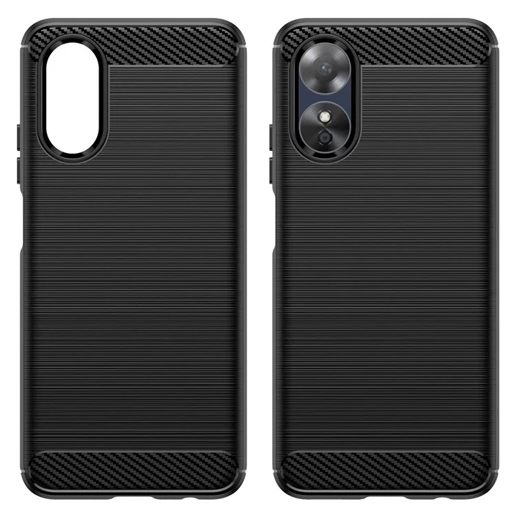 Für Oppo A17 4G / A17k 4G Flexibles TPU-Handy-Rückabdeckung, Carbonfaser-Textur, gebürstet, stoßfest - Schwarz