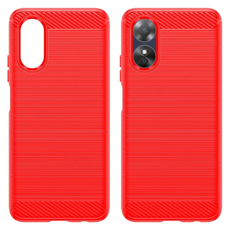 For Oppo A17 4G / A17k 4G Flexible TPU Phone Back Cover Carbon Fiber Texture Brushed Anti-drop Case - Red