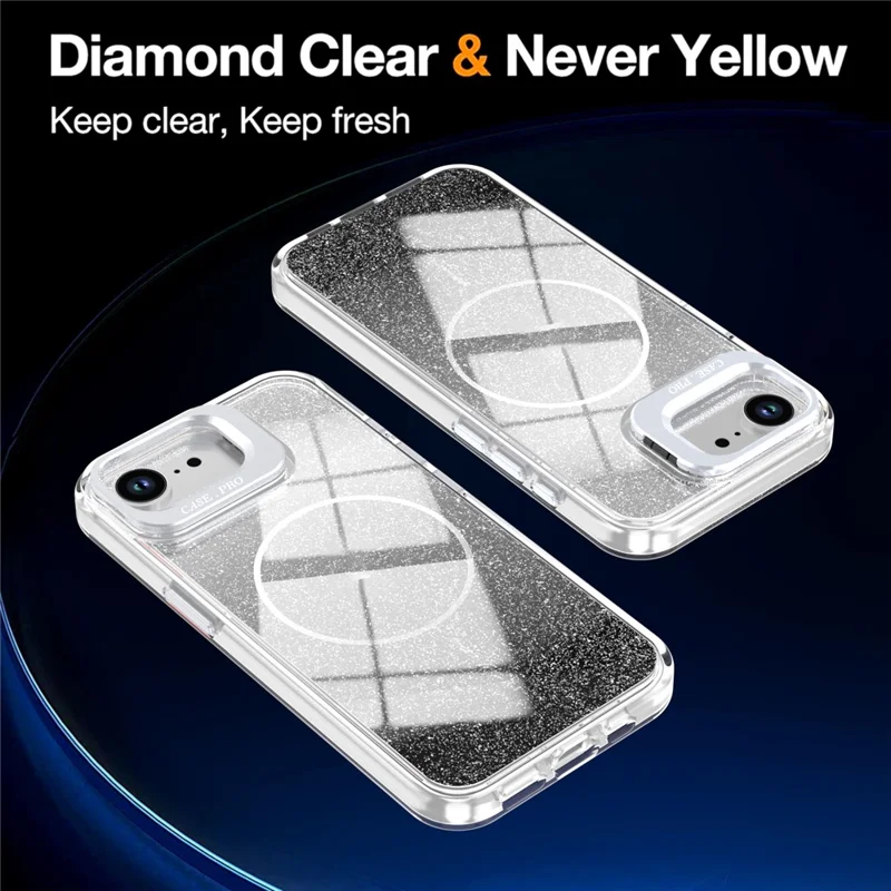 Capa Magnética para iPhone 16e com Gradiente Brilhante, Capa de Telemóvel TPU PC à Prova de Choques, Compatível com MagSafe - Preto