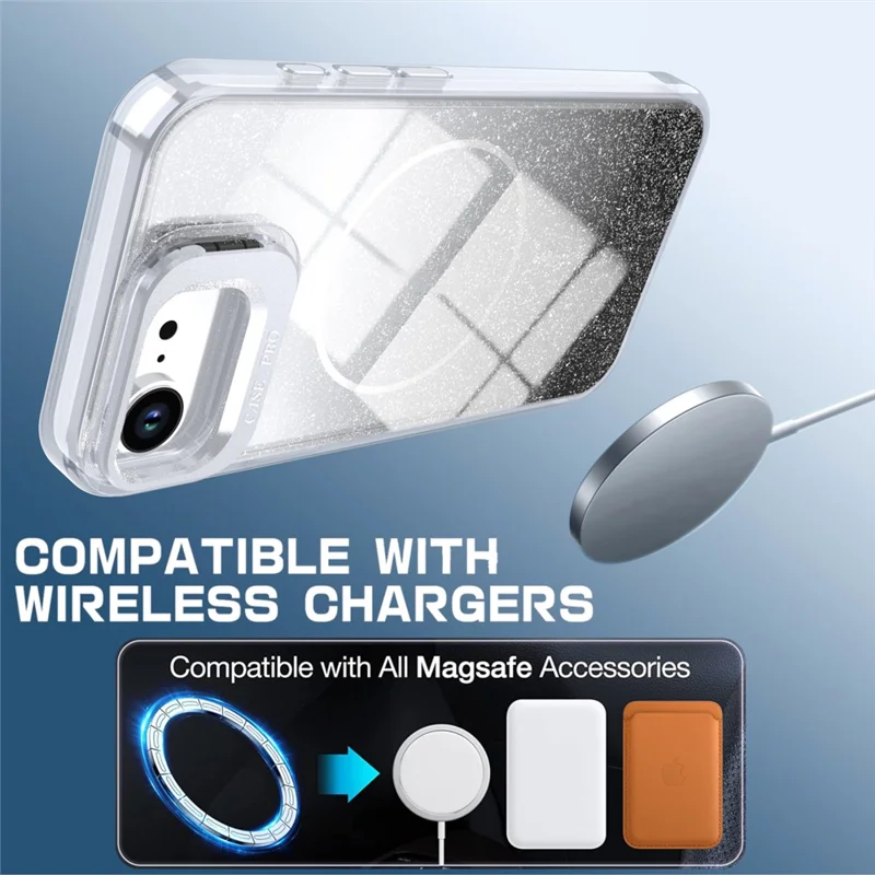Capa Magnética para iPhone 16e com Gradiente Brilhante, Capa de Telemóvel TPU PC à Prova de Choques, Compatível com MagSafe - Preto