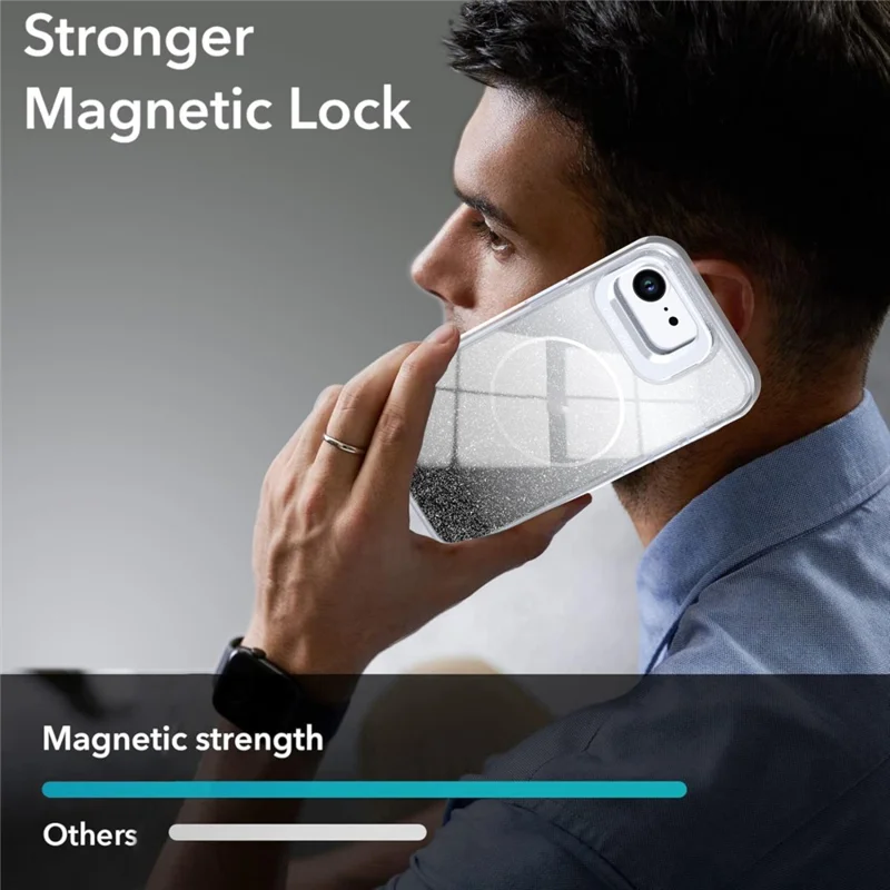 Capa Magnética para iPhone 16e com Gradiente Brilhante, Capa de Telemóvel TPU PC à Prova de Choques, Compatível com MagSafe - Preto