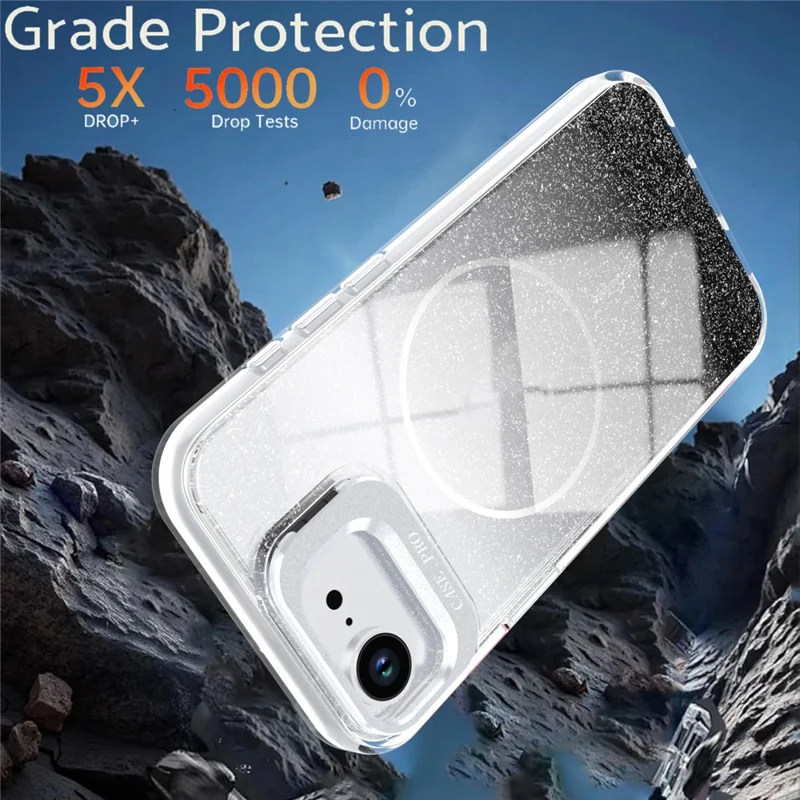 Capa Magnética para iPhone 16e com Gradiente Brilhante, Capa de Telemóvel TPU PC à Prova de Choques, Compatível com MagSafe - Preto