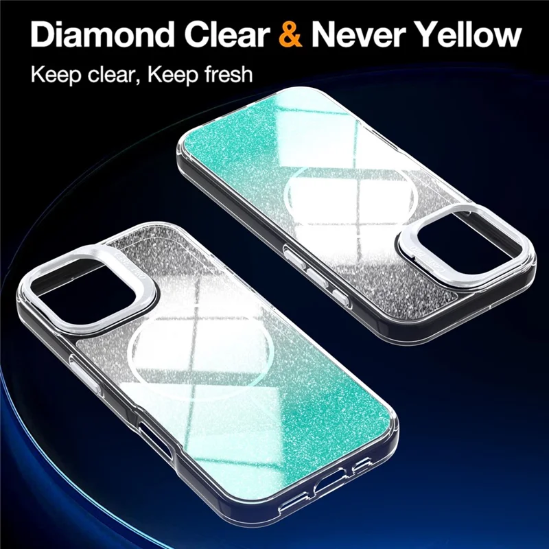 Capa Magnética para iPhone 17 com Gradiente Brilhante, Capa de Telemóvel TPU PC à Prova de Choques Compatível com MagSafe - Verde Lago