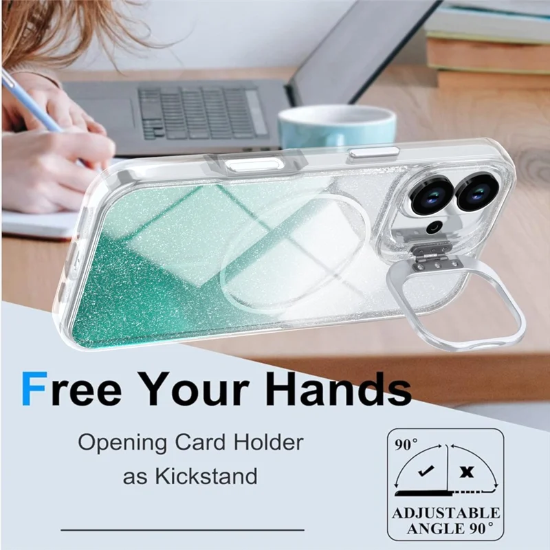 Capa Magnética para iPhone 17 com Gradiente Brilhante, Capa de Telemóvel TPU PC à Prova de Choques Compatível com MagSafe - Verde Lago