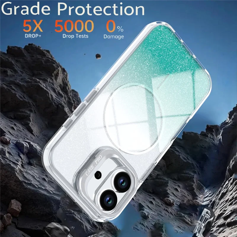 Capa Magnética para iPhone 17 com Gradiente Brilhante, Capa de Telemóvel TPU PC à Prova de Choques Compatível com MagSafe - Verde Lago