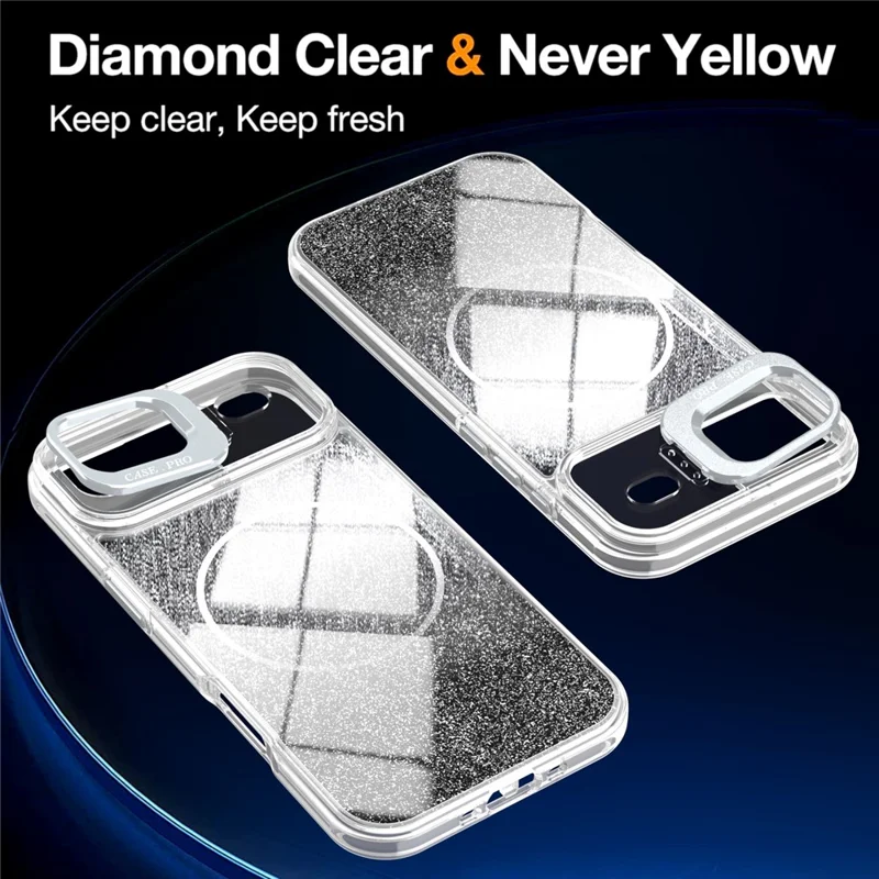 For iPhone Air Magnetic Case Gradient Glitter Shockproof TPU PC Phone Cover Compatible with MagSafe - Black