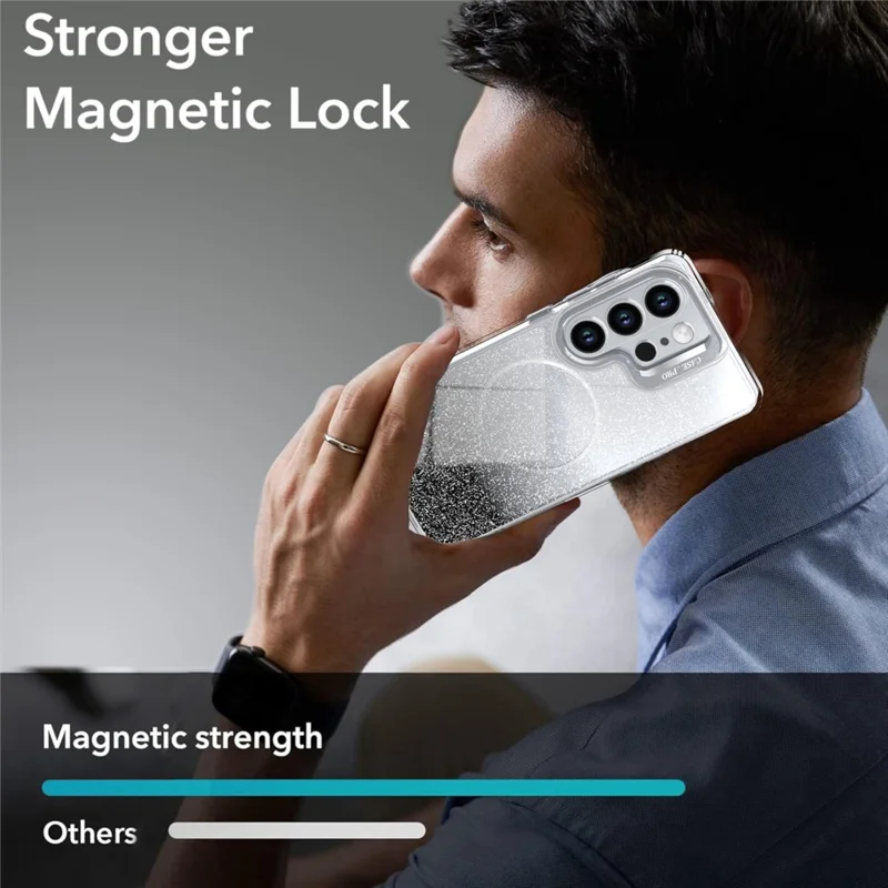 For Samsung Galaxy S25 Ultra Magnetic Case Gradient Glitter Shockproof TPU PC Phone Cover - Black