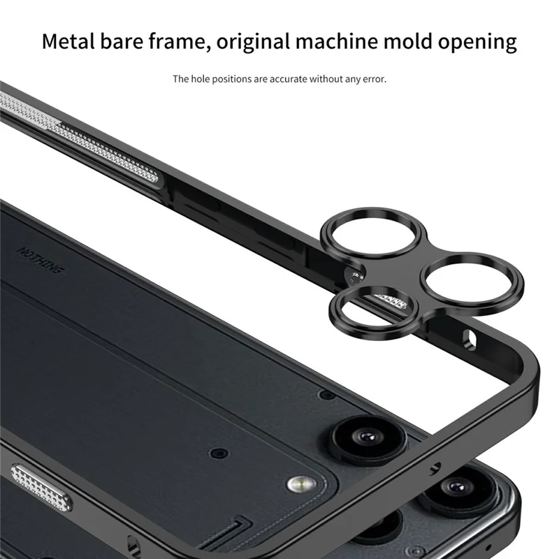 Pour Nothing Phone (3a) Lite 5G Étuis Pare-chocs Couverture à Dissipation de Chaleur avec Cadre Métallique et Protège-objectif - Gris