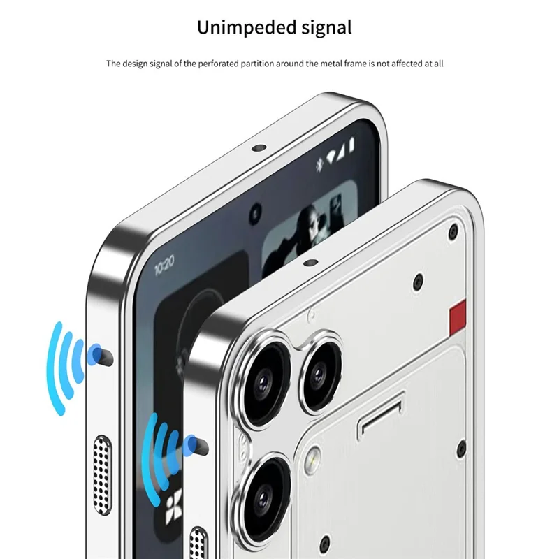 Pour Nothing Phone (3a) Lite 5G Étuis Pare-chocs Couverture à Dissipation de Chaleur avec Cadre Métallique et Protège-objectif - Gris