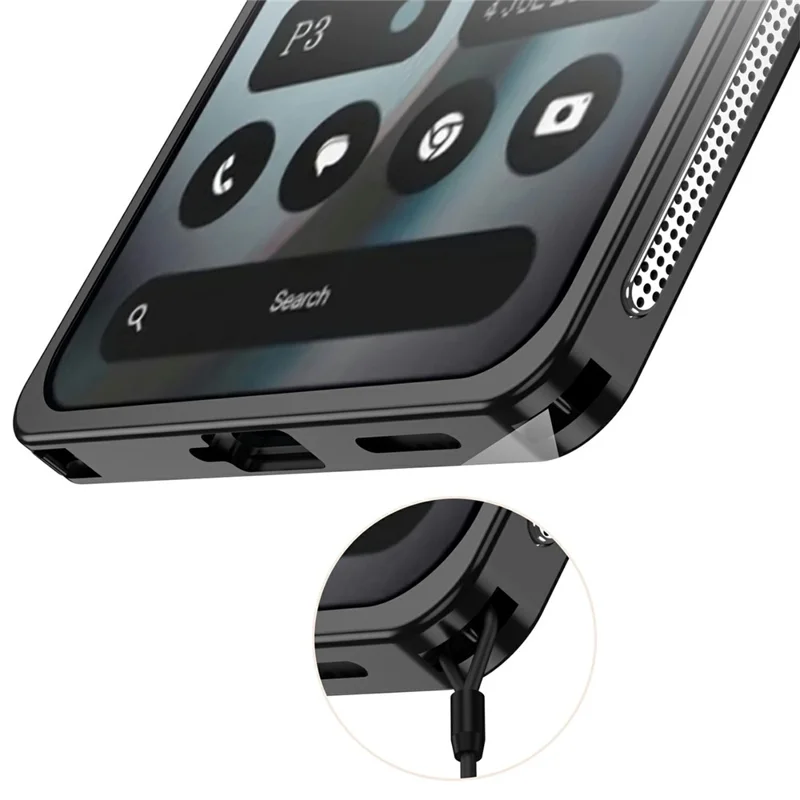 Pour Nothing Phone (3a) Lite 5G Étuis Pare-chocs Couverture à Dissipation de Chaleur avec Cadre Métallique et Protège-objectif - Gris