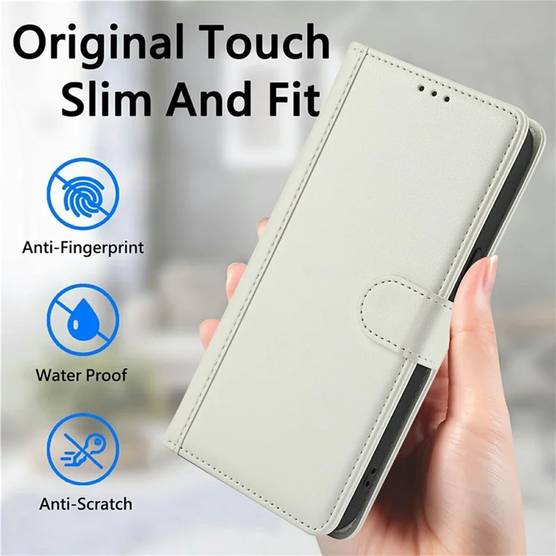For Xiaomi Poco M8 5G / Redmi Note 15 5G (Global) / 15 4G (Global) Case PU Leather Stand View Phone Wallet Cover with Hand Strap - White