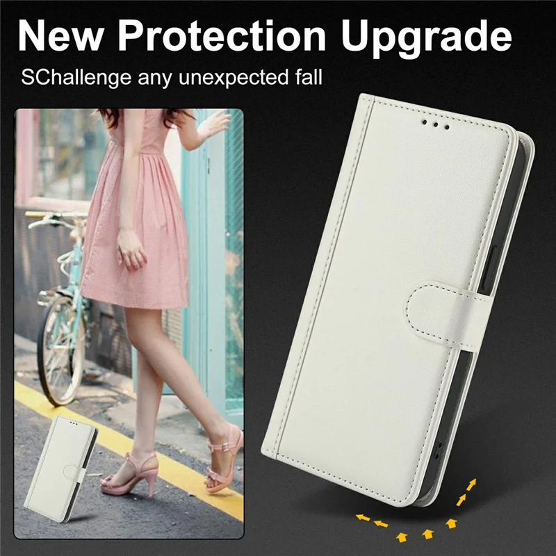 For Xiaomi Poco M8 5G / Redmi Note 15 5G (Global) / 15 4G (Global) Case PU Leather Stand View Phone Wallet Cover with Hand Strap - White