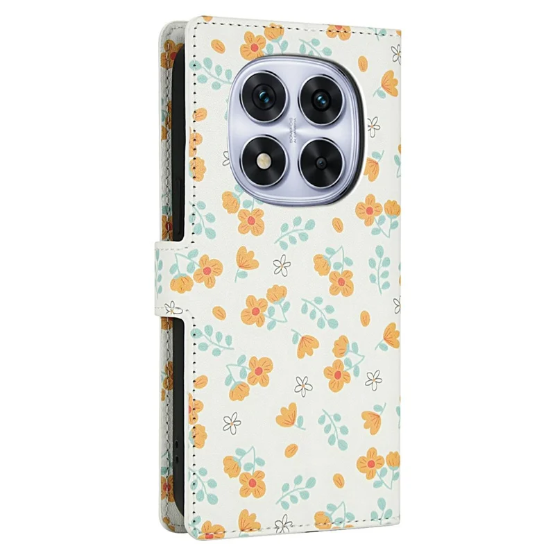 Étui portefeuille pour Xiaomi Redmi Note 15 Pro+ 5G (Global) - Couverture rabattable en cuir avec motif floral rhombique et dragonne - A3