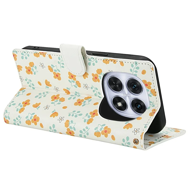 For Xiaomi Poco M8 5G / Redmi Note 15 5G (Global) / 15 4G (Global) Wallet Case Rhombic Floral Design Leather Flip Phone Cover with Strap - A3