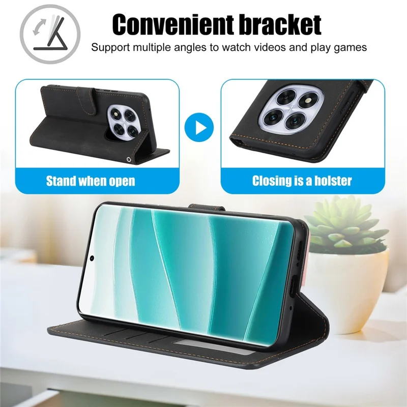 Til Xiaomi Redmi Note 15 5G (Global) / 15 4G (Global) Task PU-lædert Telefonbeskytning med Wallet Stå - Sort