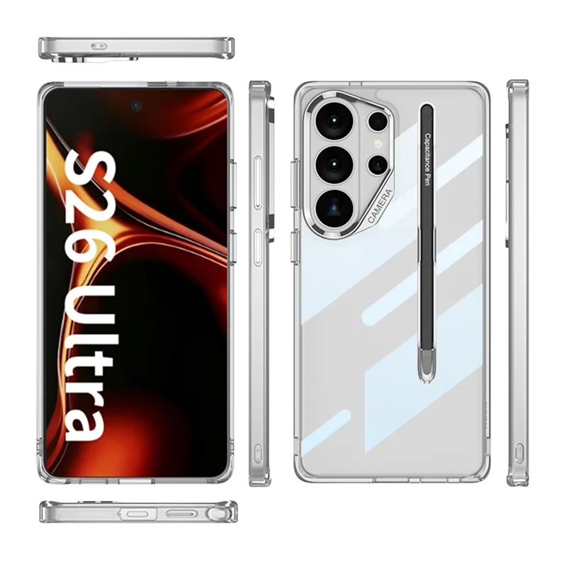 GKK For Samsung Galaxy S26 Ultra Case Crystal Clear TPU+PC Shockproof Phone Cover with Stylus - Transparent
