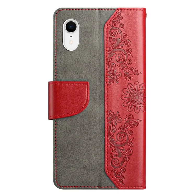 PU Leather Phone Case for Samsung Galaxy A22e, Well-protected Butterfly Flower Imprinted Wallet Cover with Stand - Red