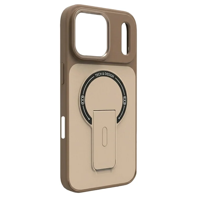 Für iPhone 17 Pro Magnetische Hülle mit Ständer Zweifarbige Hautberührung Gummierter PC + TPU Handy-Schutzcover - Braun