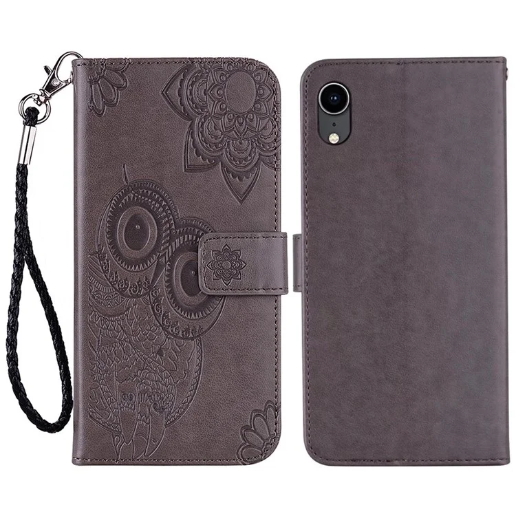 Для Samsung Galaxy A22e Case Case Case Защита от Импринтированной Совы Цветочный Рисунок Подставка Для Кожи Кожа - Серый