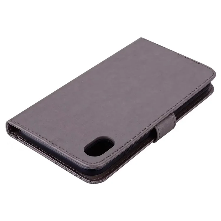 Для Samsung Galaxy A22e Case Case Case Защита от Импринтированной Совы Цветочный Рисунок Подставка Для Кожи Кожа - Серый