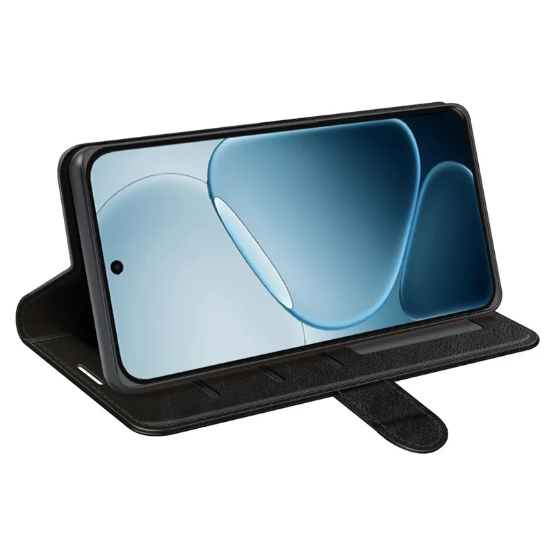 Telebeskyttelse til Oppo A6x 5G / A6x 4G med crazy horse-struktur, læderbeskyttelse med stående funktion - Sort