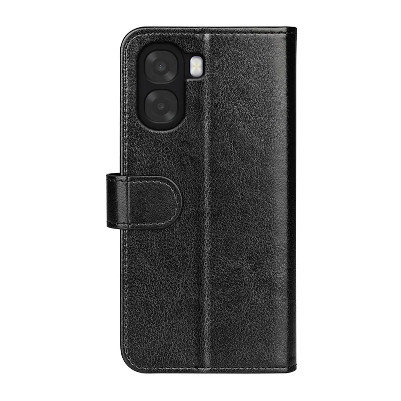 Telebeskyttelse til Oppo A6x 5G / A6x 4G med crazy horse-struktur, læderbeskyttelse med stående funktion - Sort