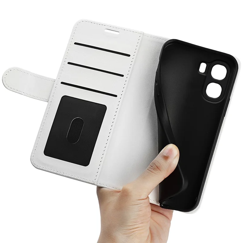 Phone Case For Oppo A6x 5G  /  A6x 4G Crazy Horse Texture Stand Leather Phone Cover - White