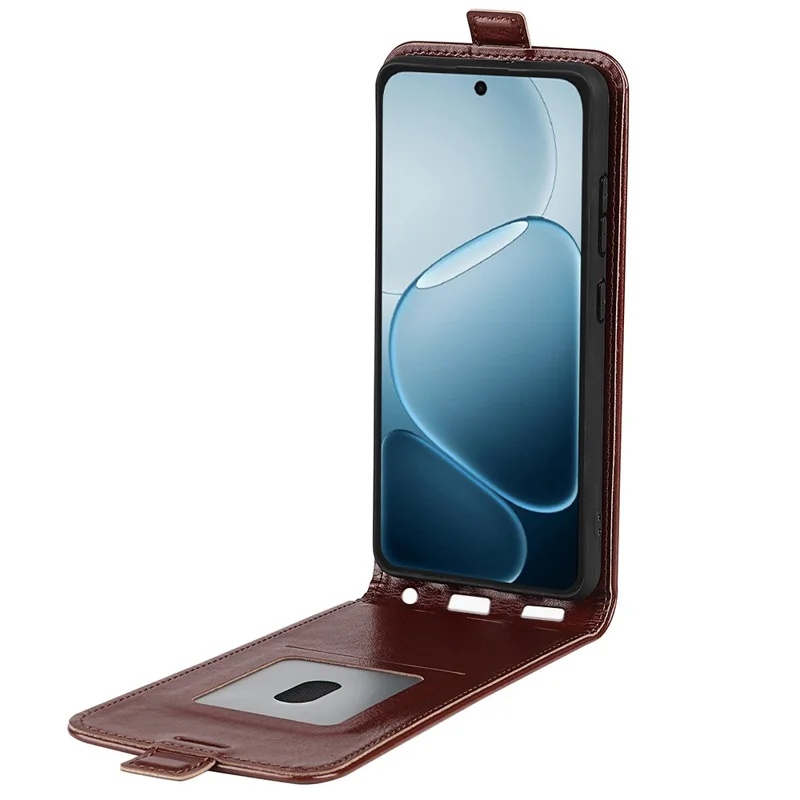 Phone Case For Oppo A6x 5G  /  A6x 4G with Card Slots Vertical Flip Leather Phone Cover - Brown