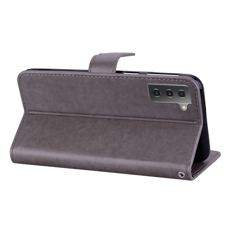 Coque de téléphone portable pour Samsung Galaxy S23+, antirayures, motif imprimé de hibou et fleur, étui portefeuille avec support en cuir - Gris