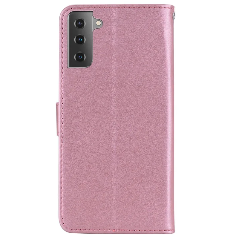 Cell Phone Cover for Samsung Galaxy S23+, Anti-scratch Imprinted Owl Flower Pattern Stand Wallet Leather Phone Case - Rose Gold