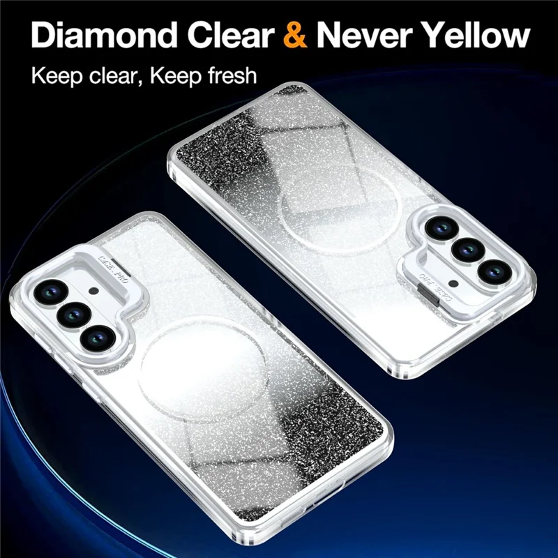 Magnetic Case For Samsung Galaxy S25+  /  S24+ Gradient Glitter Shockproof TPU PC Phone Cover - Black