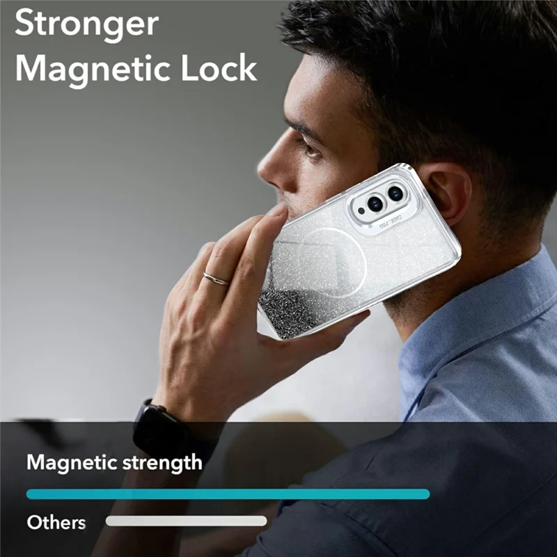 For Samsung Galaxy S25 Edge Magnetic Case Gradient Glitter Shockproof TPU PC Phone Cover - Black