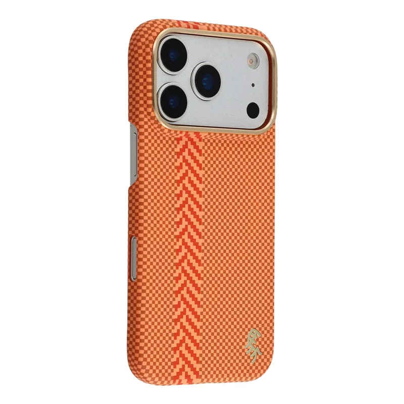 X-LEVEL For iPhone 17 Pro Max Case Compatible with MagSafe Lacquered "Horse" Character Carbon Nanofiber PC Phone Cover - Orange