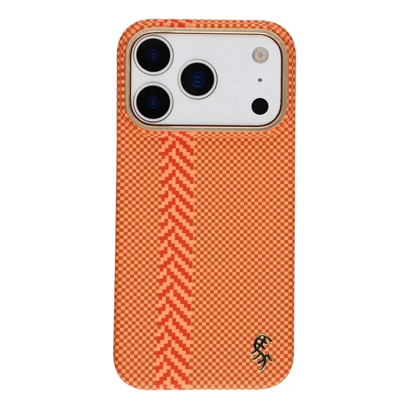 X-LEVEL For iPhone 17 Pro Max Case Compatible with MagSafe Lacquered "Horse" Character Carbon Nanofiber PC Phone Cover - Orange