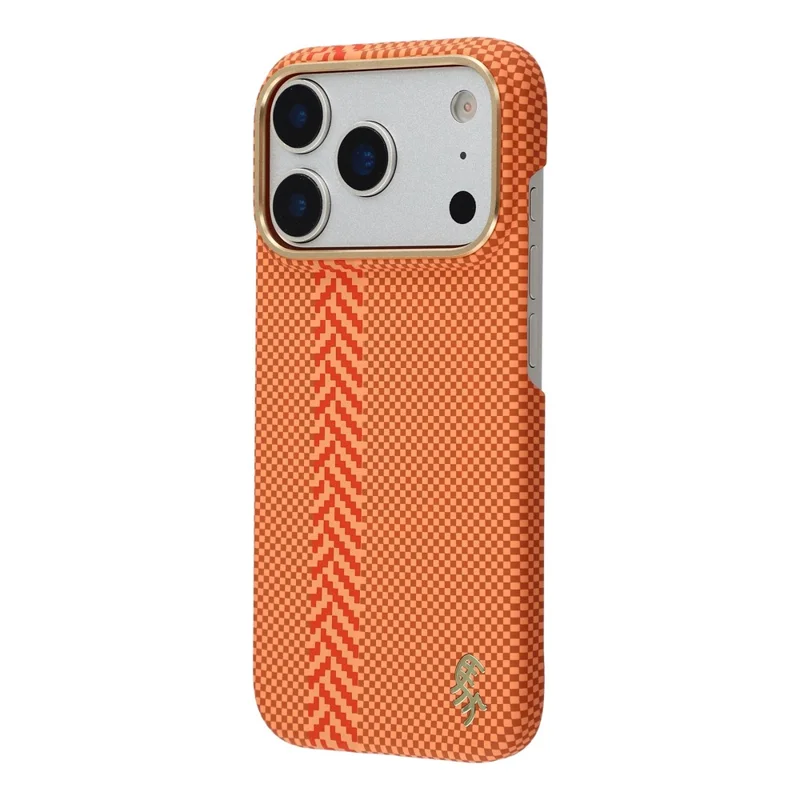 X-LEVEL For iPhone 17 Pro Max Case Compatible with MagSafe Lacquered "Horse" Character Carbon Nanofiber PC Phone Cover - Orange