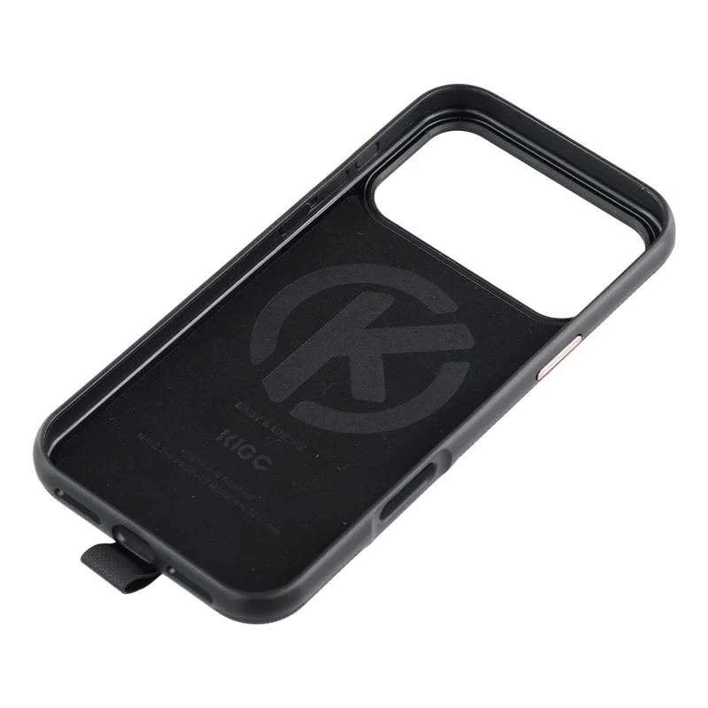 KIGC For iPhone 17 Pro Max Case Compatible with MagSafe Rotating Kickstand Wristband Woven Texture PC Phone Cover - Black