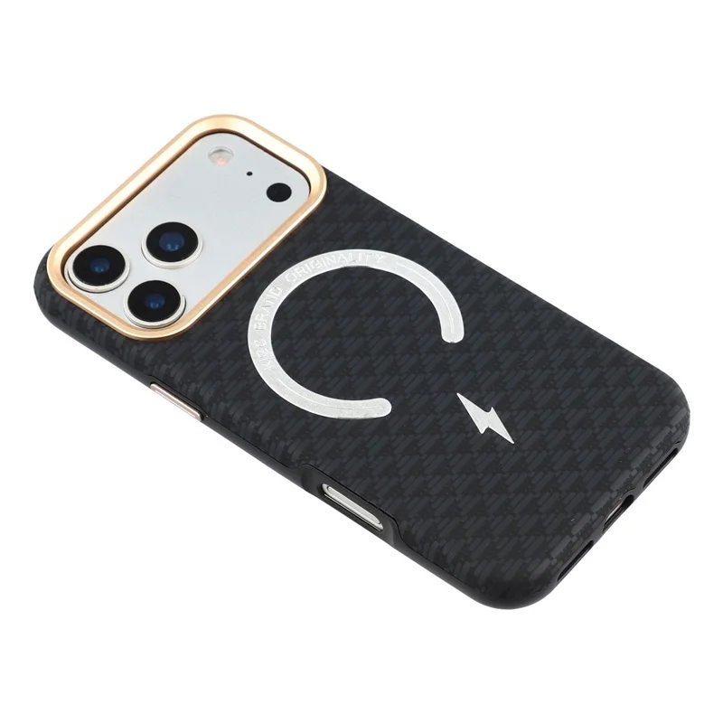 KIGC pour iPhone 17 Pro Coque compatible MagSafe avec cadre métallique pour objectif, coque fine en PC - Noir