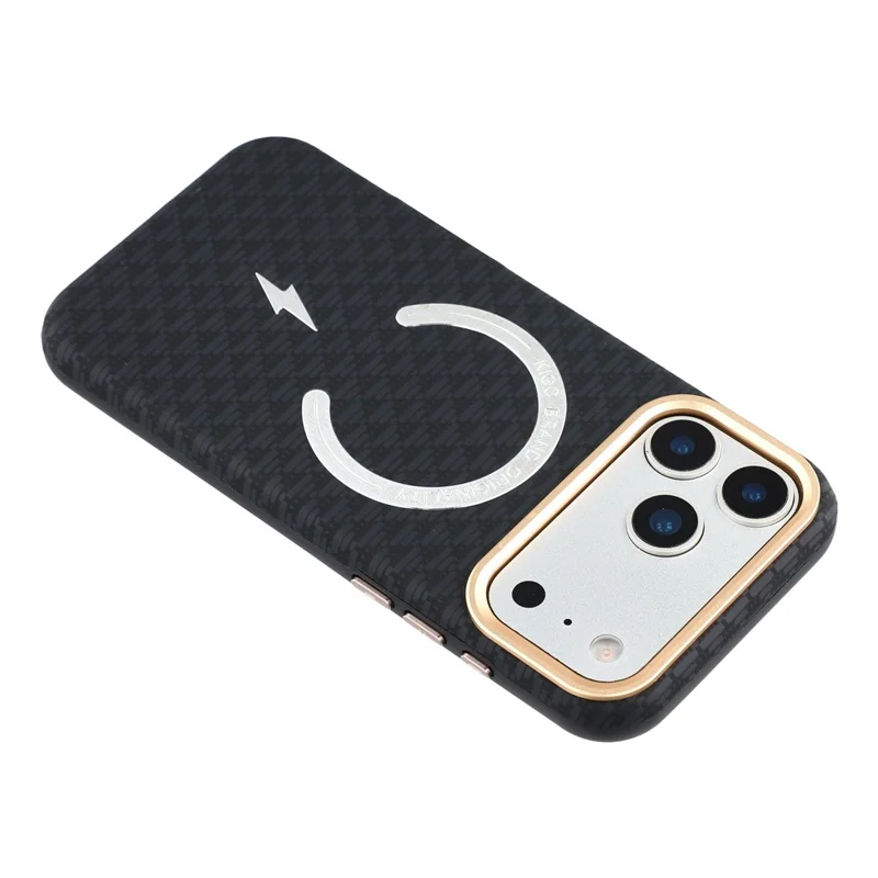 KIGC pour iPhone 17 Pro Coque compatible MagSafe avec cadre métallique pour objectif, coque fine en PC - Noir