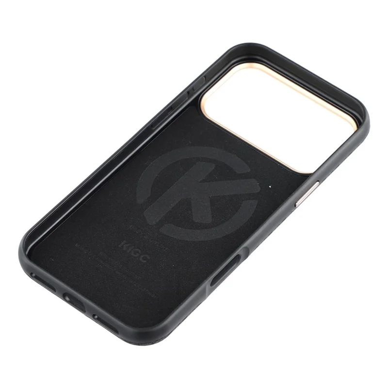 KIGC pour iPhone 17 Pro Coque compatible MagSafe avec cadre métallique pour objectif, coque fine en PC - Noir