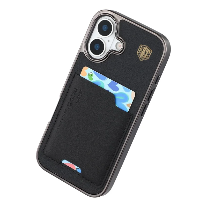 KIGC Für iPhone 17 Hülle Leder + PC + TPU Beschichtete Handyhülle mit Kartenfach - Schwarz