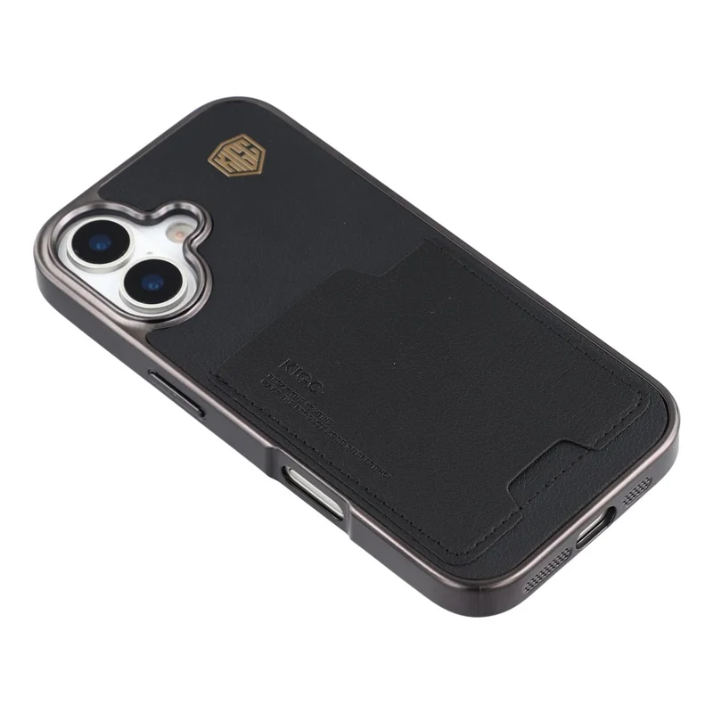 KIGC Für iPhone 17 Hülle Leder + PC + TPU Beschichtete Handyhülle mit Kartenfach - Schwarz